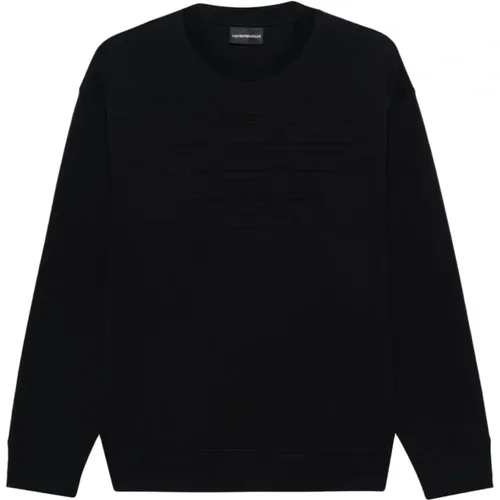 Blaues Logo Baumwoll-Sweatshirt , Herren, Größe: L - Emporio Armani - Modalova