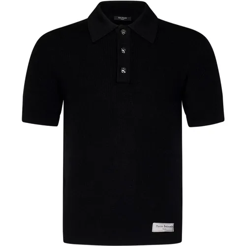 Luxuriöses Schwarzes Merinowollpolo - Balmain - Modalova