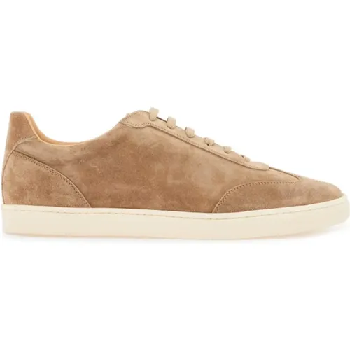 Sneakers, male, , Size: 7 US Suede Sneakers with Laminated Details - BRUNELLO CUCINELLI - Modalova