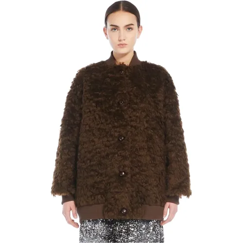 Braune Mohair-Bomberjacke - Max Mara Weekend - Modalova