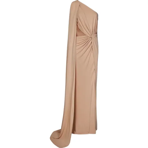 One-Shoulder Champagner Jersey Kleid mit Drapierung - Elie Saab - Modalova