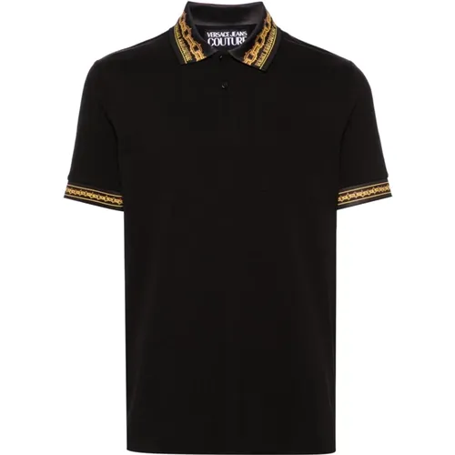 Schwarzes Polo-Shirt für Männer , Herren, Größe: M - Versace Jeans Couture - Modalova