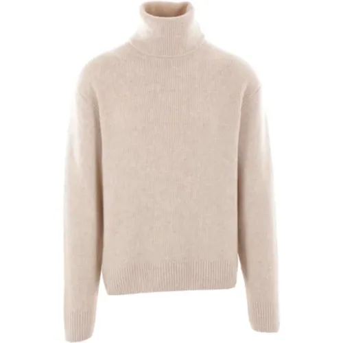 Turtlenecks, male, , Size: M Cashmere Silk Beige Ribbed Sweater - Tom Ford - Modalova