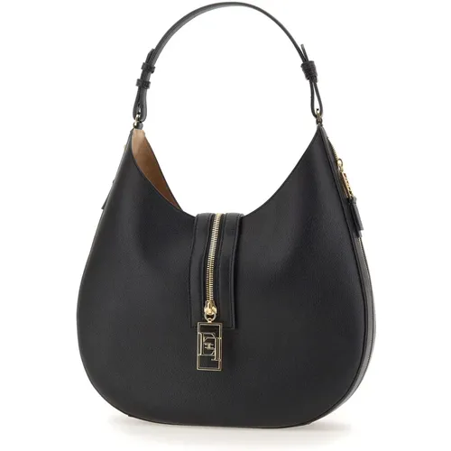 Schwarze Hobo Schultertasche mit Clutch - Elisabetta Franchi - Modalova