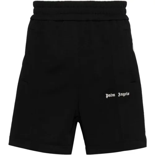 Schwarze Jersey Shorts mit Seitenstreifen-Detail - Palm Angels - Modalova