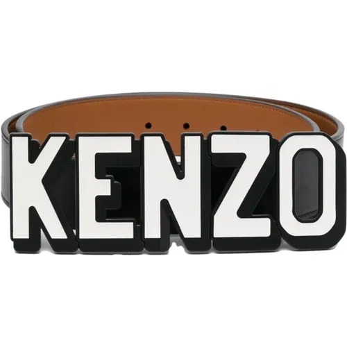 Belts, male, , Size: 85 CM Leather Belt With Logo Buckle - Kenzo - Modalova