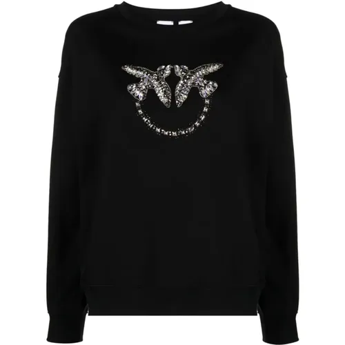 Crystal Embellished Love Birds Sweater , female, Sizes: S, XS - pinko - Modalova