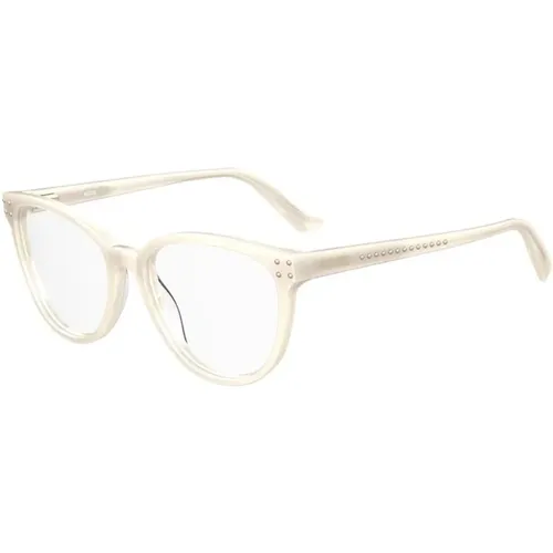 Glasses, female, , Size: ONE SIZE Cream Acetate Frame Glasses - Moschino - Modalova