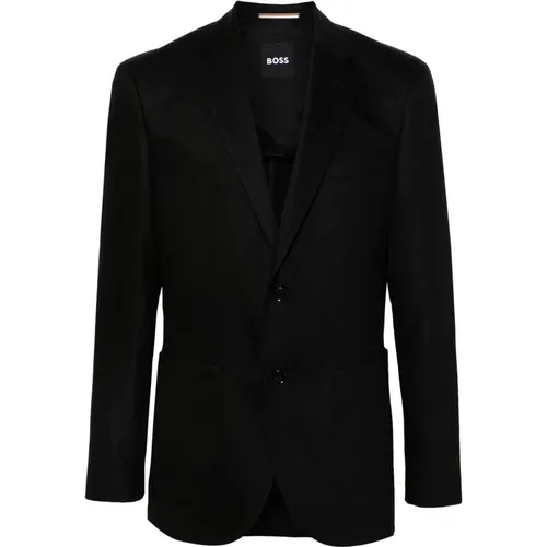 Wool/Cotton Jacket with 2 Buttons , male, Sizes: M, 3XL, 2XL, 4XL, L - Hugo Boss - Modalova