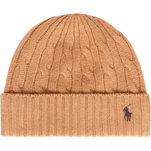 Beanies, unisex, , Size: ONE SIZE Camel Wool Hat - Polo Ralph Lauren - Modalova