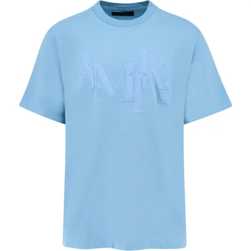 Blau Crew-neck T-shirt mit ikonischem Stick , Herren, Größe: XL - Amiri - Modalova