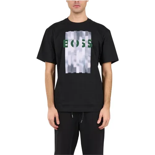 Baumwoll Grafik T-shirt , Herren, Größe: L - Hugo Boss - Modalova