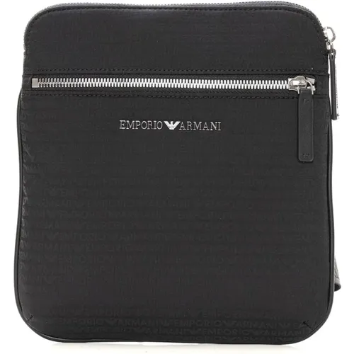 Cross Body Bags, male, , Size: ONE SIZE Adjustable Shoulder Bag with External Pocket - Emporio Armani - Modalova