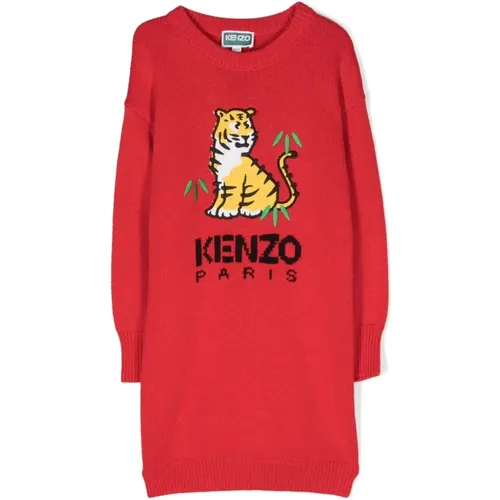 Rotes Tiger Jacquard Kinderkleid - Kenzo - Modalova