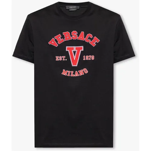 T-Shirt mit Logo , Herren, Größe: S - Versace - Modalova