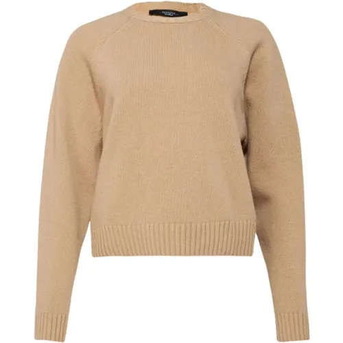 Weicher Woll-Crew-Neck Pullover Kamel , Damen, Größe: XL - Max Mara Weekend - Modalova