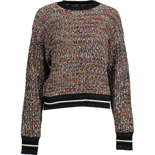 Mysteriöser Schwarzer Pullover mit Kontrastierenden Details , Damen, Größe: L - Desigual - Modalova