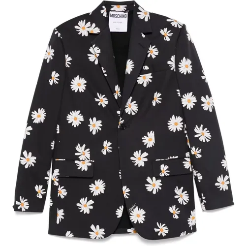 Blazers, female, , Size: S Button-Up Jacket with Split Cuffs - Moschino - Modalova
