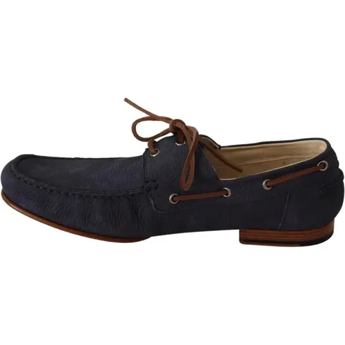 Sailor Shoes, male, , Size: 11 US Luxury Leather Boat Shoes with Logo - Dolce & Gabbana - Modalova