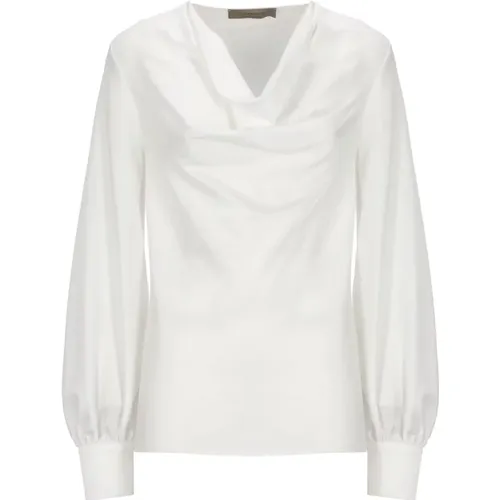 Weiße Bluse mit V-Ausschnitt Lange Ärmel , Damen, Größe: XS - D.Exterior - Modalova