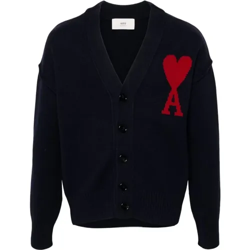 Blauer Cardigan mit Ami de Coeur , Herren, Größe: L - Ami Paris - Modalova