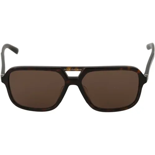 Elegant Brown Patterned Men's Sunglasses , male, Sizes: ONE SIZE - Dolce & Gabbana - Modalova