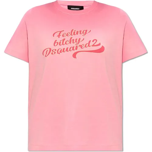 T-Shirt mit Logo , Damen, Größe: L - Dsquared2 - Modalova