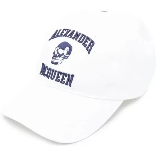 Weiße Baumwoll-Baseballkappe mit Schädel , Herren, Größe: L - alexander mcqueen - Modalova