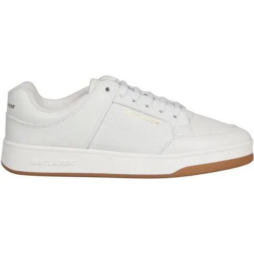 Sneakers, male, , Size: 8 1/2 US Perforated Leather Low-Top Sneakers - Saint Laurent - Modalova