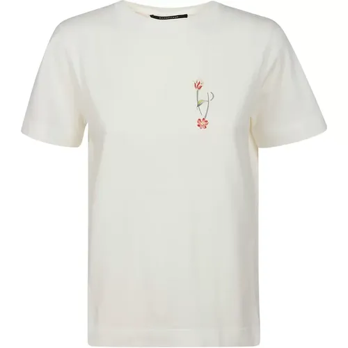 Baumwoll Half-sleeved T-Shirt mit Frontdruck , Damen, Größe: XS - Hand Picked - Modalova
