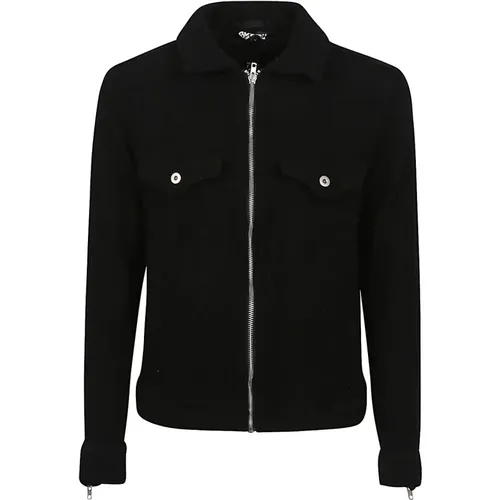 Schwarze Reißverschlussjacke mit silbernen Details , Herren, Größe: XL - Comme des Garçons - Modalova