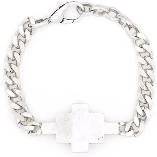 Bracelets, male, , Size: ONE SIZE Silver Cross Choker Bracelet - Marcelo Burlon - Modalova