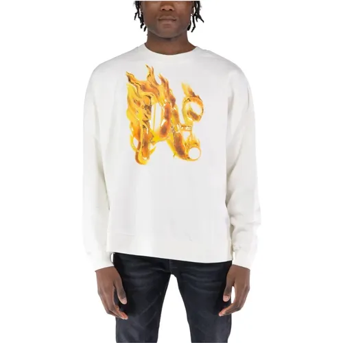 Brennendes Monogramm Sweatshirt - Palm Angels - Modalova