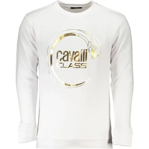 Sweatshirts, male, , Size: 3XL Brushed Round Neck Sweatshirt with Logo Print - Cavalli Class - Modalova