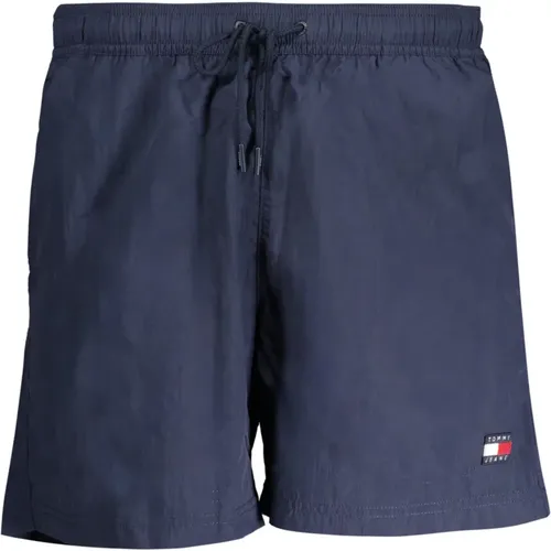 Blaue Badehose Slim Fit Tasche , Herren, Größe: XL - Tommy Hilfiger - Modalova