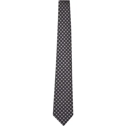 Ties, male, , Size: ONE SIZE Geometric Silk Slim Tie - Canali - Modalova