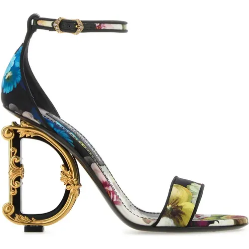 Printed Satin Keira Sandals , female, Sizes: 3 UK, 6 1/2 UK, 5 UK, 5 1/2 UK - Dolce & Gabbana - Modalova