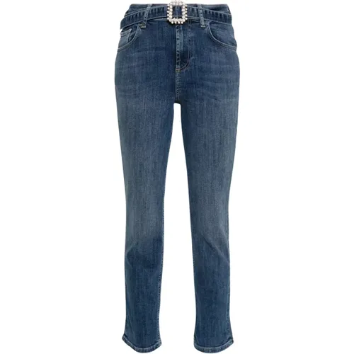 Straight Jeans with Rhinestone Belt , female, Sizes: W27, W29, W30 - Liu Jo - Modalova