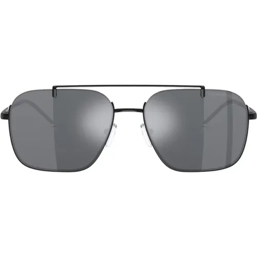 Square Metal Sunglasses with Colored Mirrored Lenses , unisex, Sizes: 57 MM - Emporio Armani - Modalova