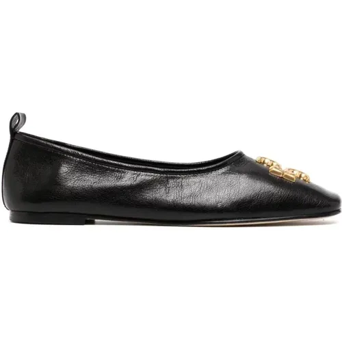 Flat Shoes with Sophisticated Metal Accents , female, Sizes: 2 1/2 UK - TORY BURCH - Modalova
