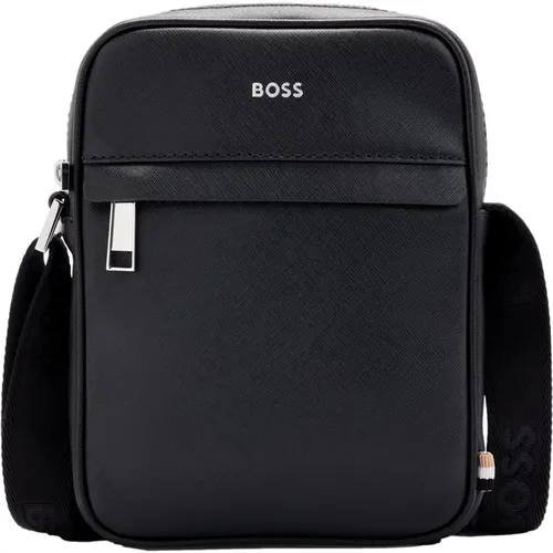 Messenger Bags, male, , Size: ONE SIZE Elegant Reporter Bag with Iconic Stripes - Hugo Boss - Modalova