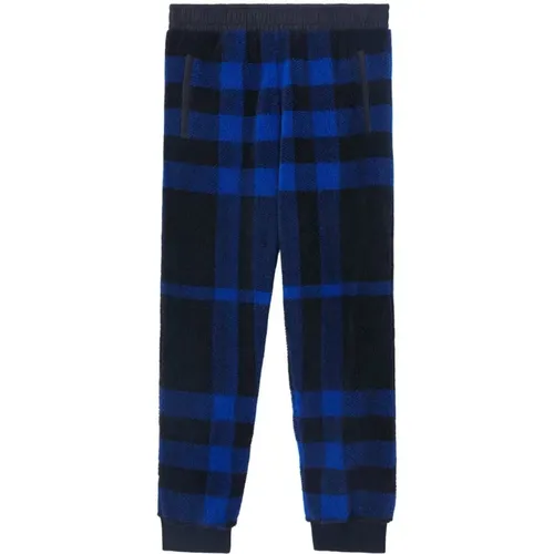 Sweatpants, male, , Size: M Check Fleece Pants - Burberry - Modalova