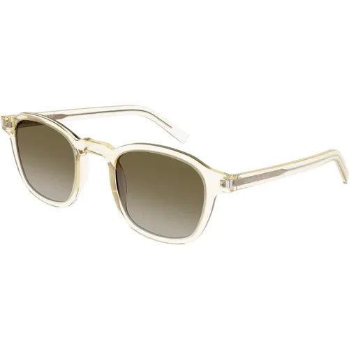 Gelb/Braun Getönte Sonnenbrille SL 549 Slim , Herren, Größe: 47 MM - Saint Laurent - Modalova