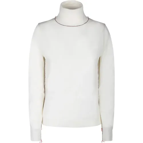 Weißer Wollpullover mit Kontrastierendem Besatz , Damen, Größe: XS - Maison Margiela - Modalova