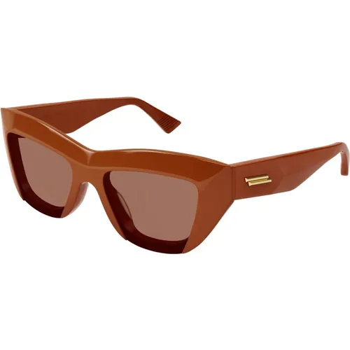 Braune Sonnenbrille Bv1218S , Damen, Größe: 52 MM - Bottega Veneta - Modalova