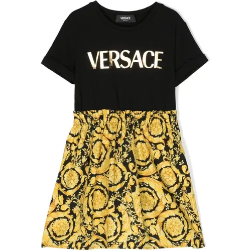 Kinder Barocco Print Kleid Versace - Versace - Modalova