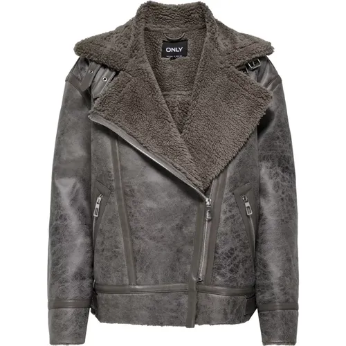 Betty Kunstleder Aviator Jacke , Damen, Größe: S - Only - Modalova