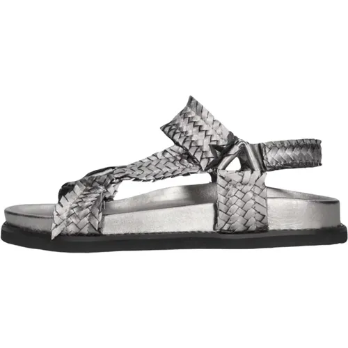 Silberne Sandalen mit Klettverschluss , Damen, Größe: 40 EU - Inuovo - Modalova