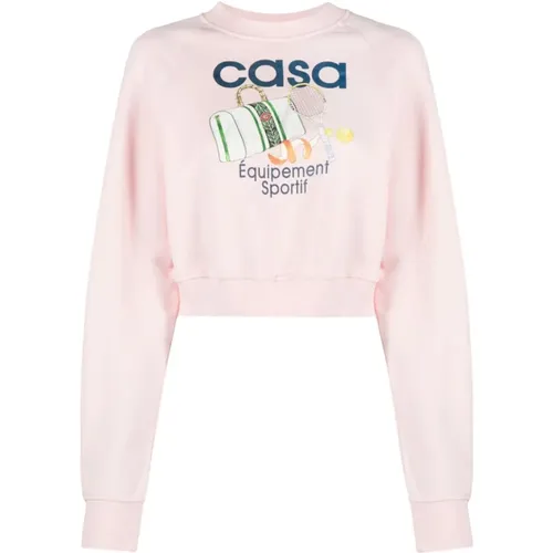 Bedruckter Crop-Sweatshirt,Sporty Printed Cropped Sweatshirt - Casablanca - Modalova