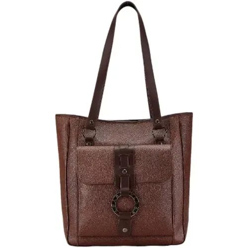 Pre-owned Tote Bags, female, , Size: ONE SIZE Pre-owned Leather shoulder-bags - Bvlgari Vintage - Modalova